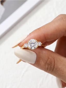 DWJ 1.2CT Moissanite Rings for Women Real 925 Sterling Silver 18K Gold Double Round Solitaire Diamond Halo Ring Wedding Jewelry