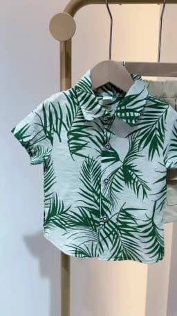 Children's Short-Sleeved Shirt Summer Beach Seaside Boys Flower Shirt Baby Summer Top Boys Shorts Set