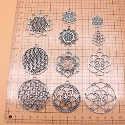 11pcs/lot Antique Silver Color Flower Of Life Charms Collection For Jewelry Making Ornaments