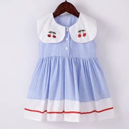 2024 New Summer 2-7Yrs Baby Girl Party Dress Sleeveless Cotton Embroidery Splicing Kids Princess Dresses Sister Clothing