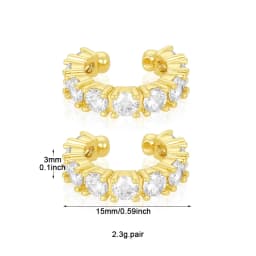 Crmya Hiphop Cuff Earring for Women Yellow Gold Color Zircon Clip Hoop Earrings 2024 Fashion Women Jewelry Accessories Wholesale