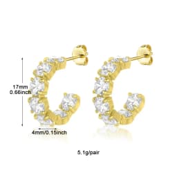 Crmya Hiphop Cuff Earring for Women Yellow Gold Color Zircon Clip Hoop Earrings 2024 Fashion Women Jewelry Accessories Wholesale