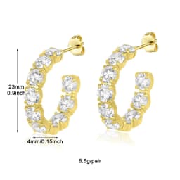 Crmya Hiphop Cuff Earring for Women Yellow Gold Color Zircon Clip Hoop Earrings 2024 Fashion Women Jewelry Accessories Wholesale