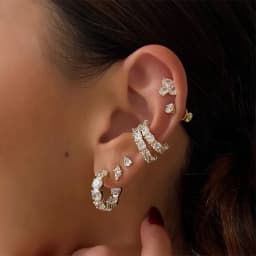 Crmya Hiphop Cuff Earring for Women Yellow Gold Color Zircon Clip Hoop Earrings 2024 Fashion Women Jewelry Accessories Wholesale