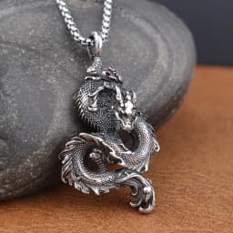 Fashion Chinese Dragon Pendant Chain Stainless Steel Domineering Loong Necklaces Amulet Unique Charm Men's Jewelry Accessories