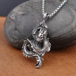 Fashion Chinese Dragon Pendant Chain Stainless Steel Domineering Loong Necklaces Amulet Unique Charm Men's Jewelry Accessories