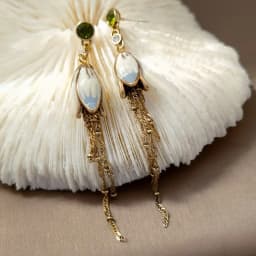 Modern Jewelry Green Glass Pretty Lotus Long Chain Dangle Earrings For Women Girl Party Wedding Gift 2023 New