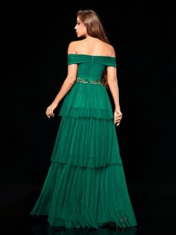Mgiacy Line collar irregular three-dimensional embroidered multi-layer gauze long dress Evening ball dress Party dress