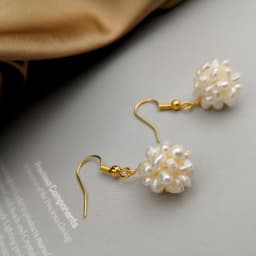 Minar Dainty Natural Freshwater Pearl Flower Ball Drop Earrings for Women 14K Real Gold Plated Copper Wedding Daily Jewelry