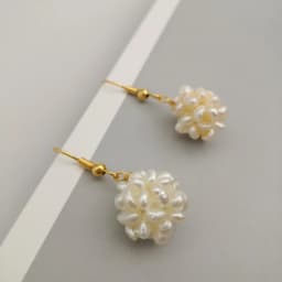 Minar Dainty Natural Freshwater Pearl Flower Ball Drop Earrings for Women 14K Real Gold Plated Copper Wedding Daily Jewelry