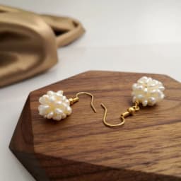Minar Dainty Natural Freshwater Pearl Flower Ball Drop Earrings for Women 14K Real Gold Plated Copper Wedding Daily Jewelry
