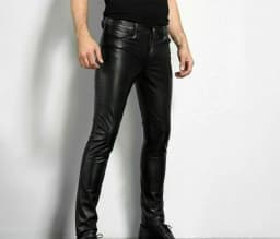 Choice PU Leather Pants Men's Fashion Rock Style Night Club Dance Pants Men's Faux Leather Slim Fit Skinny Motorcycle Trousers