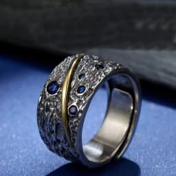 New Arrival Silver 925 Ring Male Jewelry Dominant Personalized Retro Ring For Men Jewelry Wide Starry Sky Opening Hand Ornament