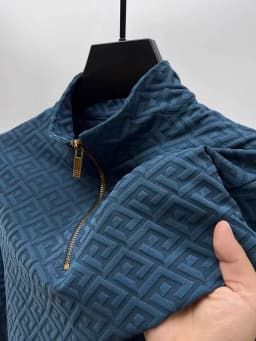 High end brand fashion jacquard sweater men's casual 2023spring and autumn new trend Korean half zipper standing collar pullover