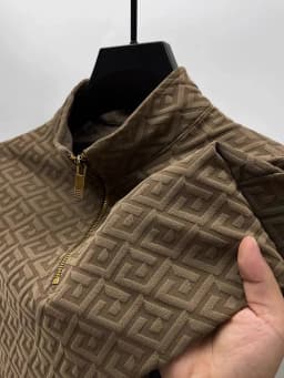 High end brand fashion jacquard sweater men's casual 2023spring and autumn new trend Korean half zipper standing collar pullover
