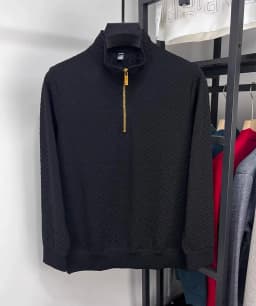 High end brand fashion jacquard sweater men's casual 2023spring and autumn new trend Korean half zipper standing collar pullover