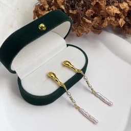 Minar Dainty Irregular Freshwater Pearl Dangle Earrings for Women Real Gold Plated Copper Beads Strand Long Tassel Earring