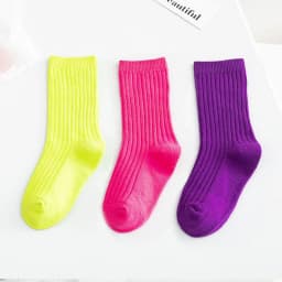 3Pairs/Lot 2024 Spring Summer Children's Candy Color Socks Korean Japanese Style Kids Boys Girls Double Needle Mid-Tube Socks