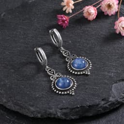 New Elegant Natural Kyanite S925 Silver Drop Earrings for Women Vintage Jewelry Wedding Engagement Hoop Earrings Gifts