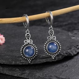 New Elegant Natural Kyanite S925 Silver Drop Earrings for Women Vintage Jewelry Wedding Engagement Hoop Earrings Gifts
