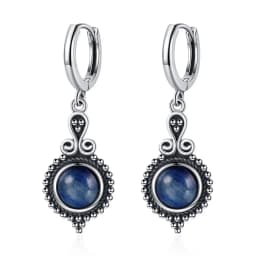 New Elegant Natural Kyanite S925 Silver Drop Earrings for Women Vintage Jewelry Wedding Engagement Hoop Earrings Gifts