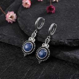 New Elegant Natural Kyanite S925 Silver Drop Earrings for Women Vintage Jewelry Wedding Engagement Hoop Earrings Gifts