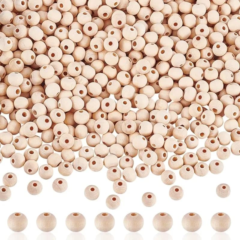 2000pcs Wood Beads 8mm Wooden Spacer Beads Round Loose Beads for Macrame Garland Home Farmhouse Christmas Tree Decor