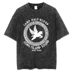 Camp Half Blood Long Island Sound Print T Shirts Percy Jackson Vintage Washed T-Shirt Men Women High Quality Short Sleeve TShirt