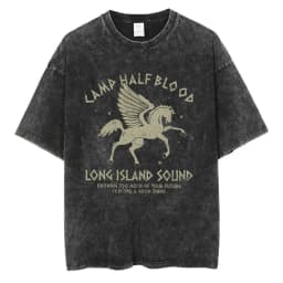 Camp Half Blood Long Island Sound Print T Shirts Percy Jackson Vintage Washed T-Shirt Men Women High Quality Short Sleeve TShirt