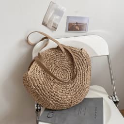 Summer Round Straw Bags for Women Rattan Shoulder Bag Travel Handmade Woven Beach Handbags Female Large Capacity Totes Bag