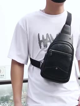 Men's Chest Pack Crossbody Bag Luxury Design Durable PU Leather Handbag Chest Bag Vintage Leisure Men's Handbag Shoulder Bag