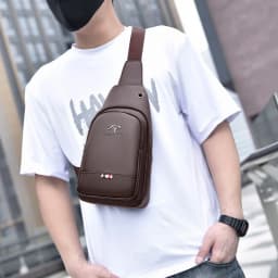 Men's Chest Pack Crossbody Bag Luxury Design Durable PU Leather Handbag Chest Bag Vintage Leisure Men's Handbag Shoulder Bag