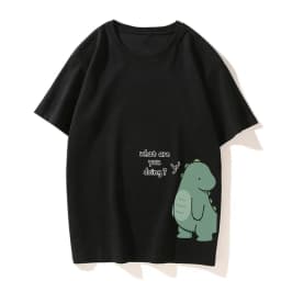 T-Shirt Paired with Dinosaur Double T-Shirt, Summer High-Quality Pure Cotton Casual Top, Couple Style Short-Sleeved T-Shirt