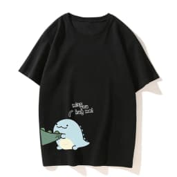 T-Shirt Paired with Dinosaur Double T-Shirt, Summer High-Quality Pure Cotton Casual Top, Couple Style Short-Sleeved T-Shirt