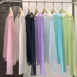 Xpqbb Women Transparent Mesh T Shirt Candy Colors Thin Basic Sheer Blouses Woman Summer See-Through Black Long Sleeve Tees Tops