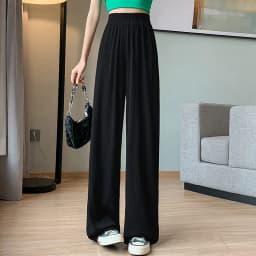 Thin Summer Wide-leg Pants Ice Filament Permeability Women Spring Women Elastic Waist Stright Long Wide Leg Pants Casual Female