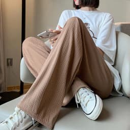 Thin Summer Wide-leg Pants Ice Filament Permeability Women Spring Women Elastic Waist Stright Long Wide Leg Pants Casual Female