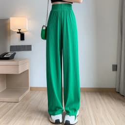 Thin Summer Wide-leg Pants Ice Filament Permeability Women Spring Women Elastic Waist Stright Long Wide Leg Pants Casual Female