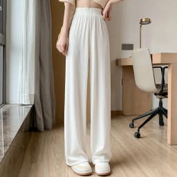Thin Summer Wide-leg Pants Ice Filament Permeability Women Spring Women Elastic Waist Stright Long Wide Leg Pants Casual Female