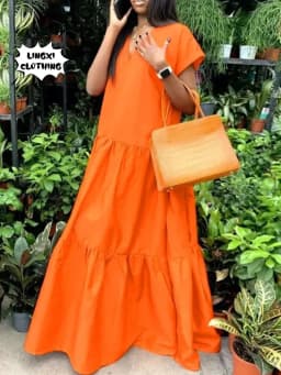 2024 Autumn Women's Large Size Loose Elegant Women's Dress V-Neck Temperament Gathering Women's Gown Sexy Holiday Dress