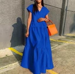 2024 Autumn Women's Large Size Loose Elegant Women's Dress V-Neck Temperament Gathering Women's Gown Sexy Holiday Dress