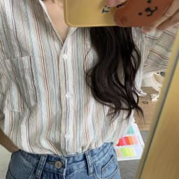 Vintage Office Lady Striped Shirt Spring Pocket Turn Down Collar Tops Korean Style Loose Long Sleeve Blouse Casual Women Clothes