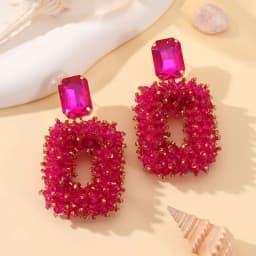 INKDEW Square Crystal Drop Earrings for Women Big Long Earrings Handmade Faceted Beads Earrings Jewelry Gift boho Fashion EA123