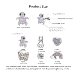 EVISPOL 2-12pcs 316L Stainless Steel Screw Back Stud Earrings Butterfly Heart Flower Cartilage Dath Earrings Piercing Jewelry