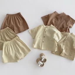 Summer Kids Boys Girls Suit Cotton Checkered Baby Short Shirt with Shorts Two Piece Set Kids Clothes 1-3 Years Old Baby Suit