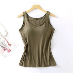 2026 Women's Vest Tops With Built In Bra Neck Vest Padded Slim Fit Tank Tops Sexy Shirts Feminino Casual Underlay shirt slimming