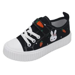 Girls Toddler Low Top Canvas Sneakers Rabbit Carrot Print Hook Loop Pink Adorable Comfortable Breathable Everyday