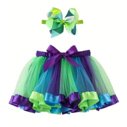 Mini skirt Party With Hairpin 2024 Tutu Skirt Baby Girl Skirts Princess Rainbow Tulle Skirts Girls Clothes Children Clothing