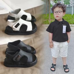 Children's Sandals Fashion Boys' New Summer Middle and Small Children's Soft Sole Baby Anti Slip Open Toe Beach Shoes