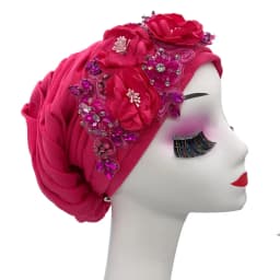 Elegant Flower Diamonds Women's Turban Cap African Party Headwear Hat Lady Head Wraps Muslim Headscarf Hats Turbante Mujer